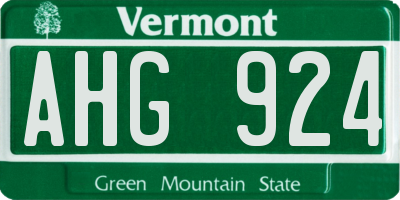 VT license plate AHG924