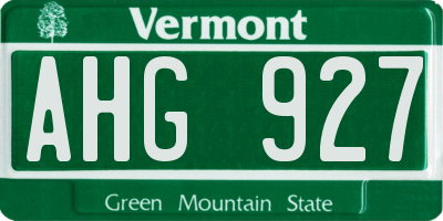 VT license plate AHG927