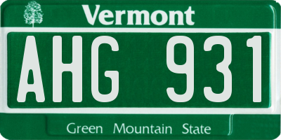 VT license plate AHG931