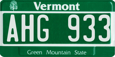 VT license plate AHG933