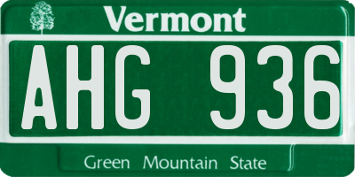 VT license plate AHG936