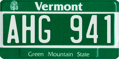 VT license plate AHG941