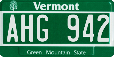 VT license plate AHG942
