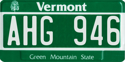 VT license plate AHG946