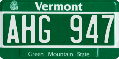 VT license plate AHG947