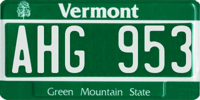 VT license plate AHG953