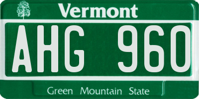 VT license plate AHG960