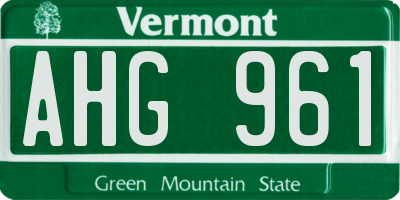VT license plate AHG961