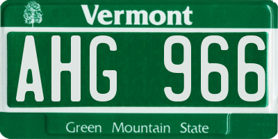 VT license plate AHG966