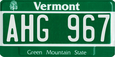 VT license plate AHG967