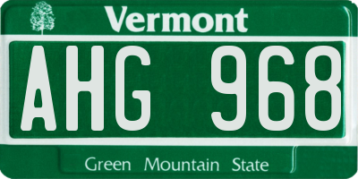 VT license plate AHG968