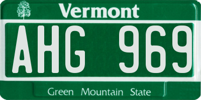 VT license plate AHG969