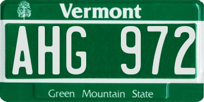 VT license plate AHG972