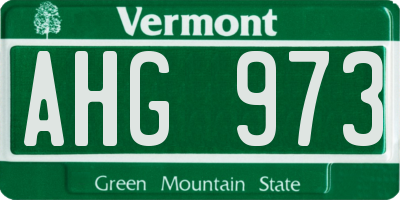 VT license plate AHG973