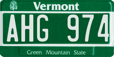 VT license plate AHG974