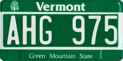 VT license plate AHG975