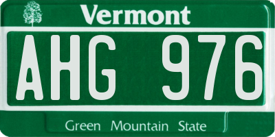 VT license plate AHG976