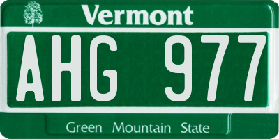 VT license plate AHG977
