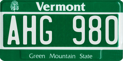 VT license plate AHG980