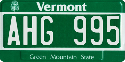 VT license plate AHG995