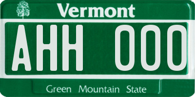VT license plate AHH000