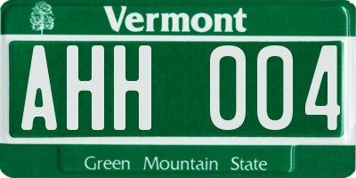 VT license plate AHH004