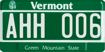VT license plate AHH006