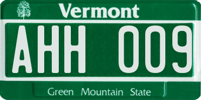 VT license plate AHH009