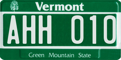 VT license plate AHH010