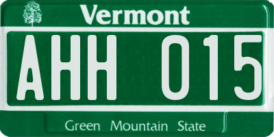VT license plate AHH015