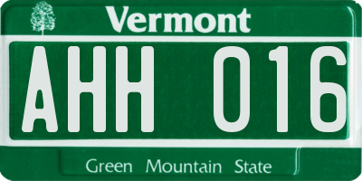 VT license plate AHH016