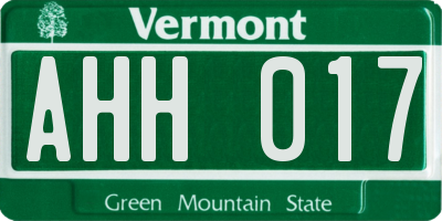 VT license plate AHH017
