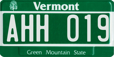 VT license plate AHH019