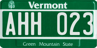 VT license plate AHH023