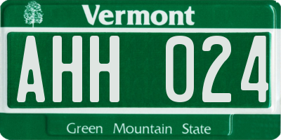 VT license plate AHH024