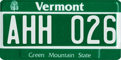 VT license plate AHH026
