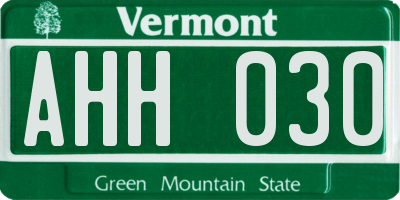 VT license plate AHH030