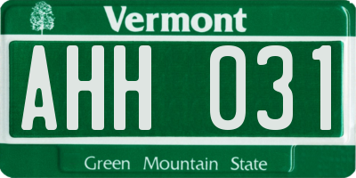 VT license plate AHH031