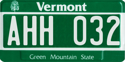 VT license plate AHH032