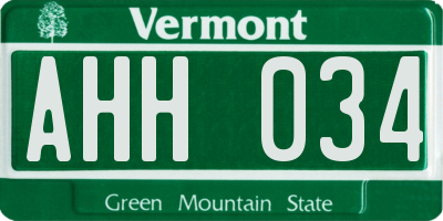 VT license plate AHH034