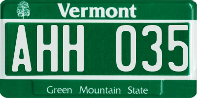 VT license plate AHH035