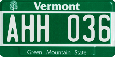 VT license plate AHH036
