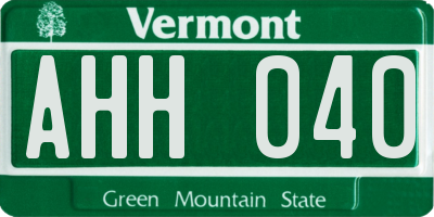 VT license plate AHH040