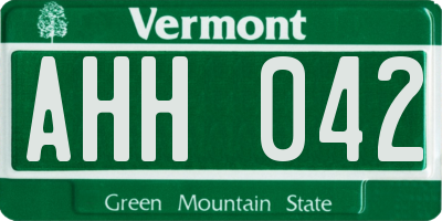 VT license plate AHH042