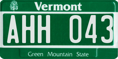 VT license plate AHH043