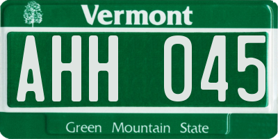 VT license plate AHH045