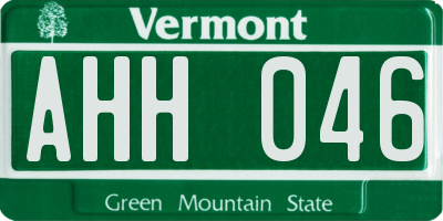 VT license plate AHH046