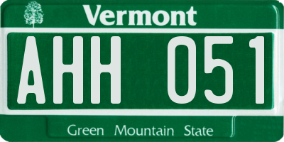 VT license plate AHH051