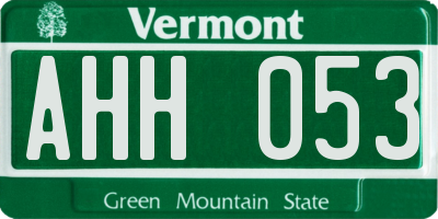VT license plate AHH053