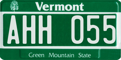 VT license plate AHH055